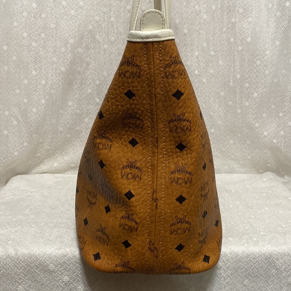 *SOLD*MCM Visetos Zip Top Cognac Brown Coated Canvas Tote - Picture 8 of 17